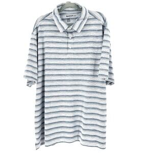 REEBOK Golf Polo Shirt Men's 2XL Blue Striped Stretch Activewear Performance